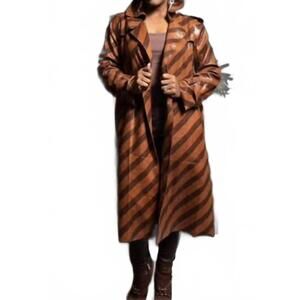 NEW BEULAHSTYLE two tone trench coat in brown